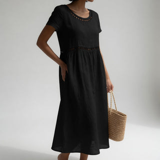 LIVIA | EMBROIDERED DETAIL MIDI DRESS FOR WOMEN