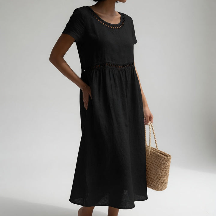 LIVIA | EMBROIDERED DETAIL MIDI DRESS FOR WOMEN