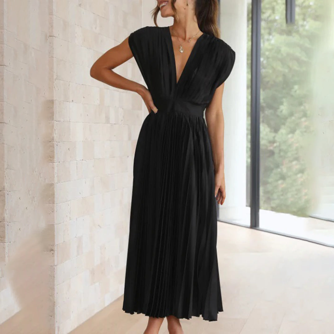 EDITH | TIMELESS PLEATED MIDI DRESS FOR WOMEN