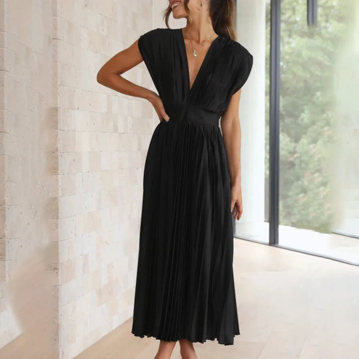 EDITH | TIMELESS PLEATED MIDI DRESS FOR WOMEN