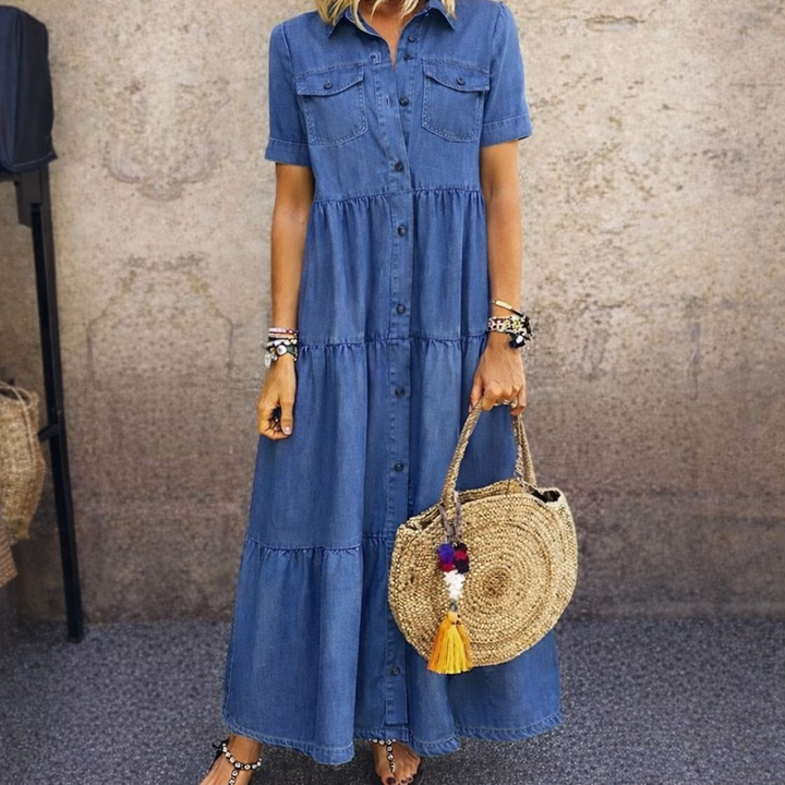 ELIZABETH | BUTTON-FRONT MIDI DRESS FOR WOMEN