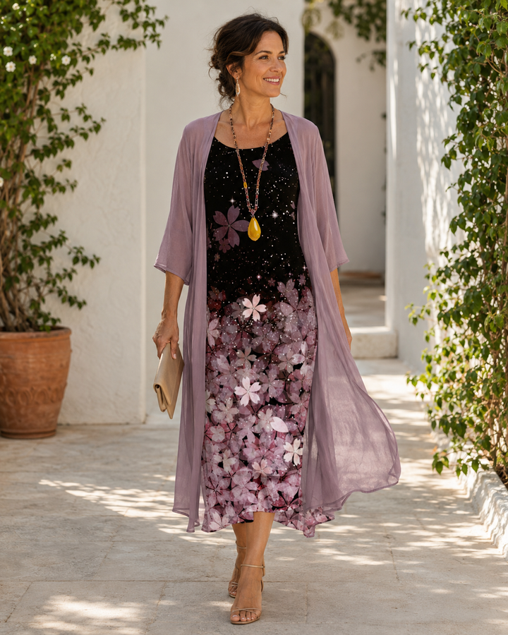 MAEVA | OMBRE FLORAL CHIFFON DRESS FOR WOMEN