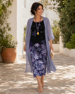 MAEVA | OMBRE FLORAL CHIFFON DRESS FOR WOMEN