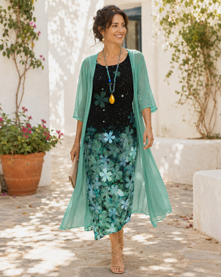 MAEVA | OMBRE FLORAL CHIFFON DRESS FOR WOMEN