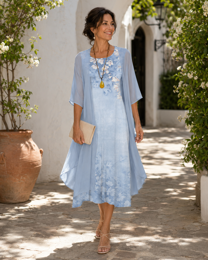 AURELIA | TONAL FLORAL SHEER DRESS FOR WOMEN