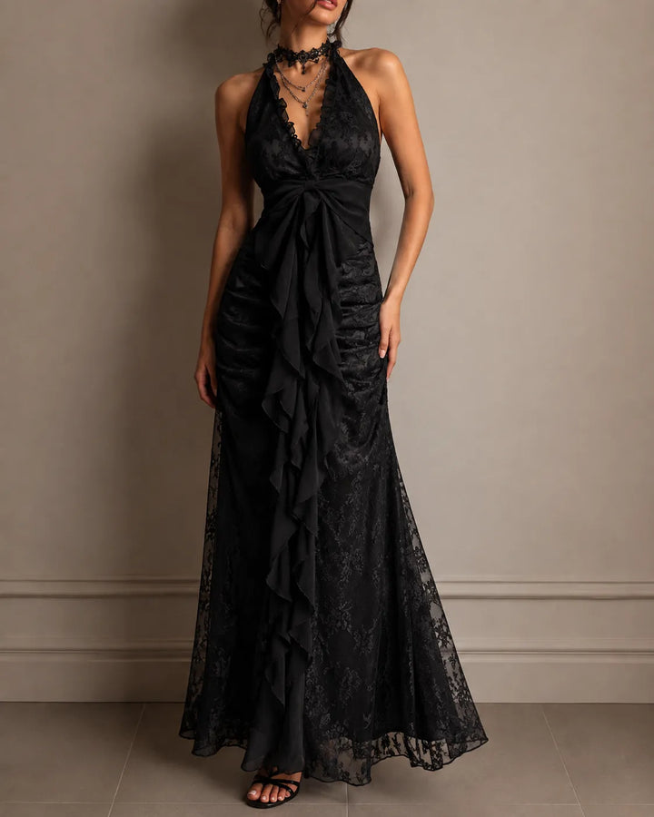 VIVIENNE | LACE HALTER MAXI DRESS FOR WOMEN