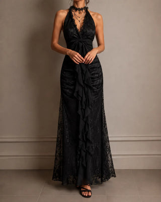 VIVIENNE | LACE HALTER MAXI DRESS FOR WOMEN