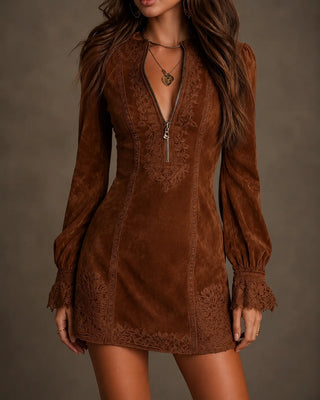 CELESTE | LACE DETAIL ZIP DRESS FOR WOMEN