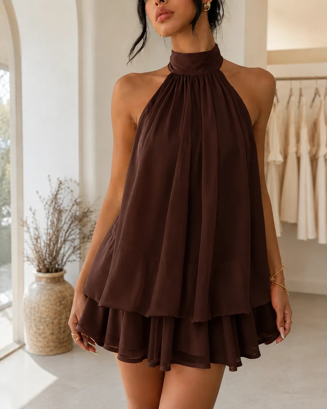 SIENNA | TIERED HALTER NECK DRESS FOR WOMEN