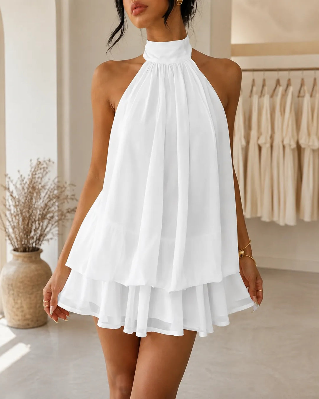 SIENNA | TIERED HALTER NECK DRESS FOR WOMEN