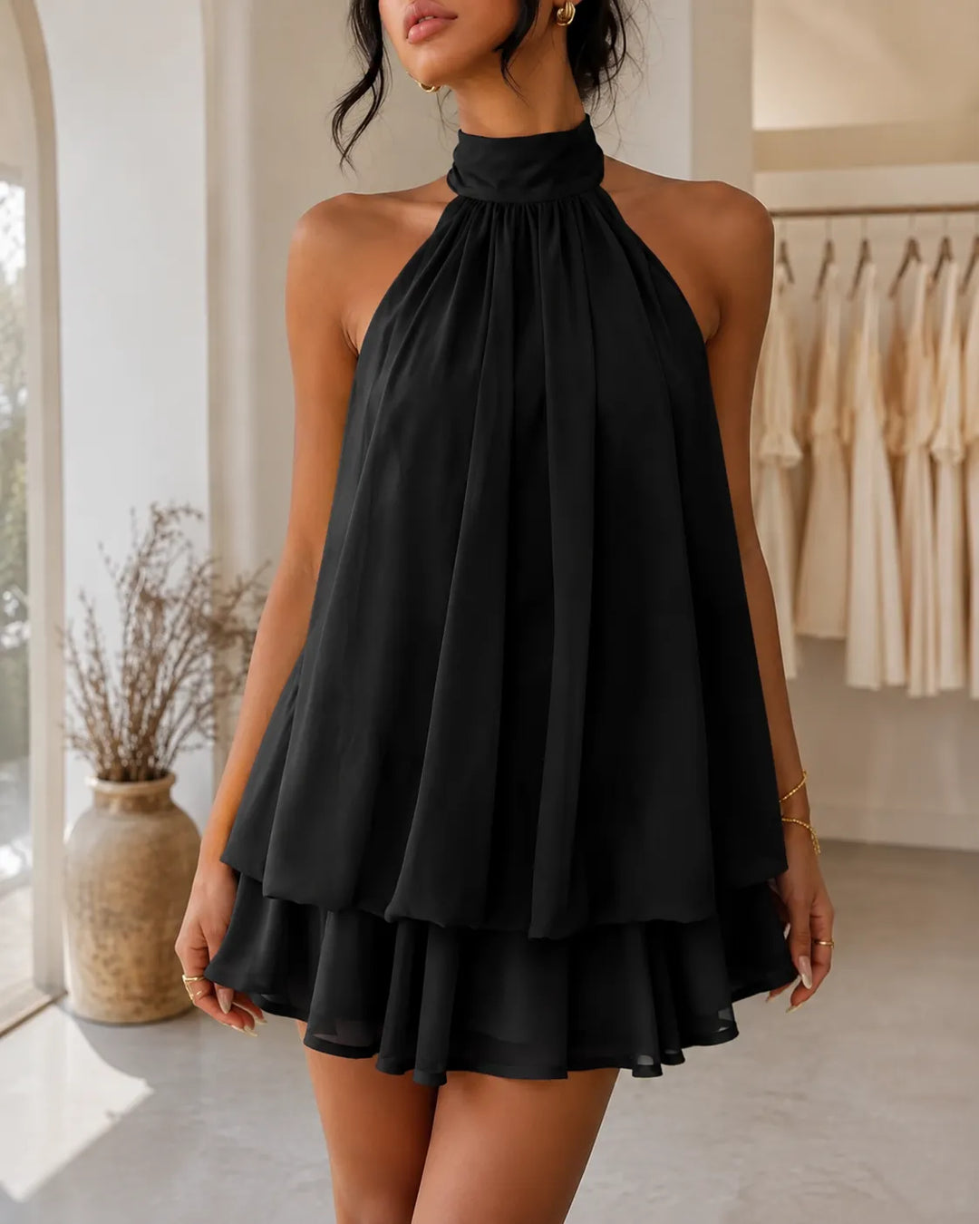 SIENNA | TIERED HALTER NECK DRESS FOR WOMEN