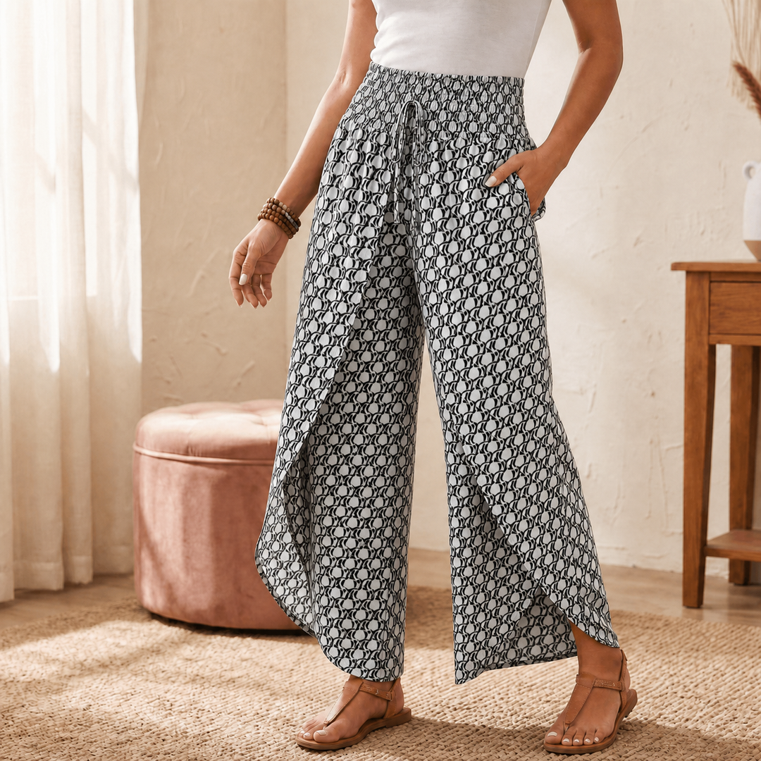 LUNAVIA | BOHO FLORAL WIDE-LEG PANTS FOR WOMEN