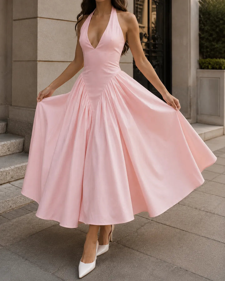 CELESTE | HALTER NECK MIDI DRESS FOR WOMEN