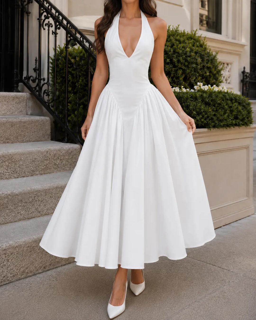CELESTE | HALTER NECK MIDI DRESS FOR WOMEN