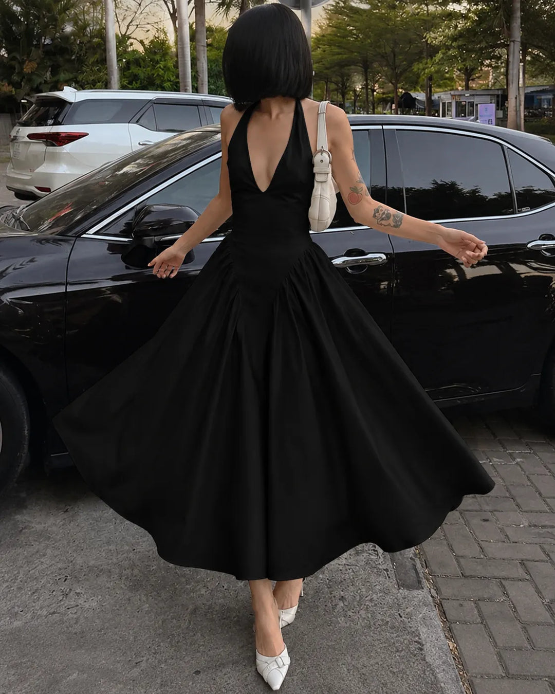 CELESTE | HALTER NECK MIDI DRESS FOR WOMEN