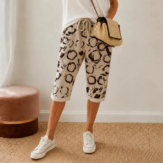 SOLAVIA | CROPPED DRAWSTRING POCKETS PANTS FOR WOMEN