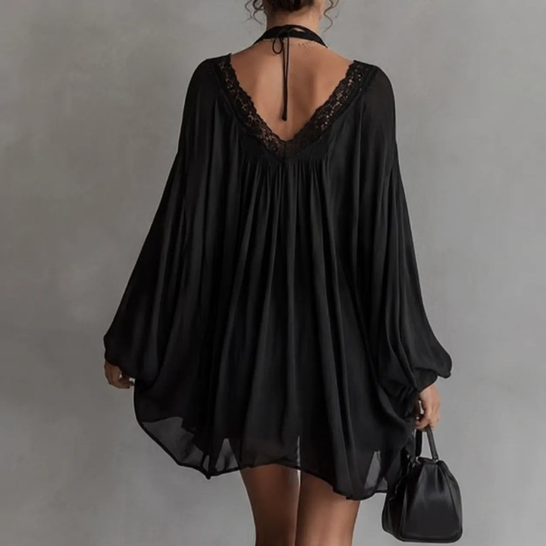 LUCIA | LACE-TRIM CHIFFON TUNIC DRESS FOR WOMEN