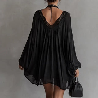 LUCIA | LACE-TRIM CHIFFON TUNIC DRESS FOR WOMEN