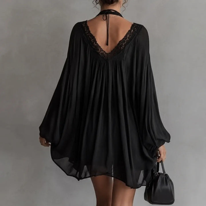 LUCIA | LACE-TRIM CHIFFON TUNIC DRESS FOR WOMEN