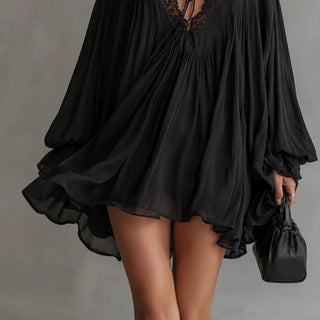 LUCIA | LACE-TRIM CHIFFON TUNIC DRESS FOR WOMEN