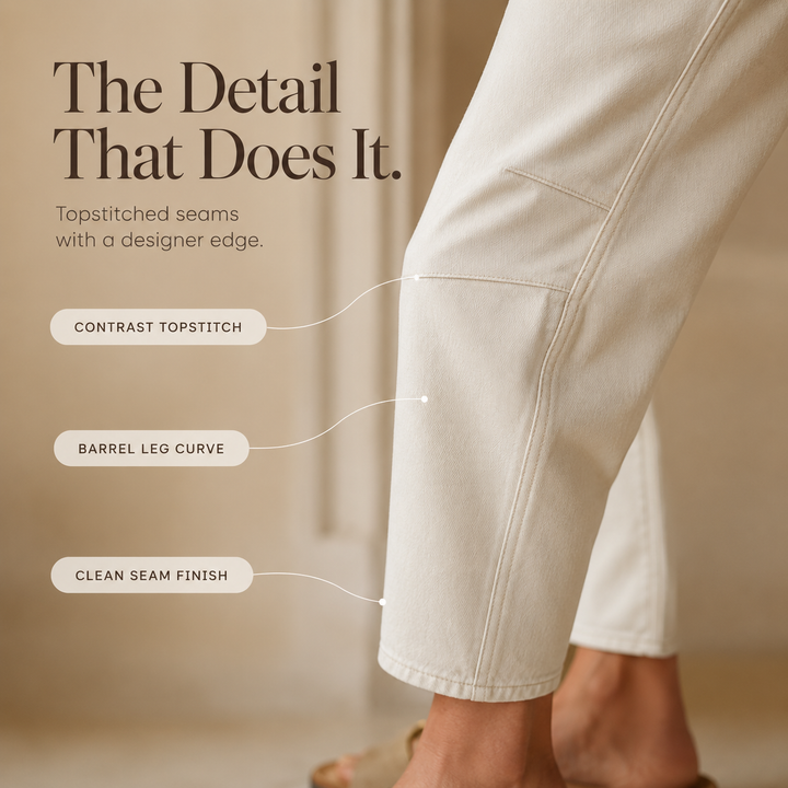 CROPELLE | STITCH CROPPED STRAIGHT PANTS FOR WOMEN