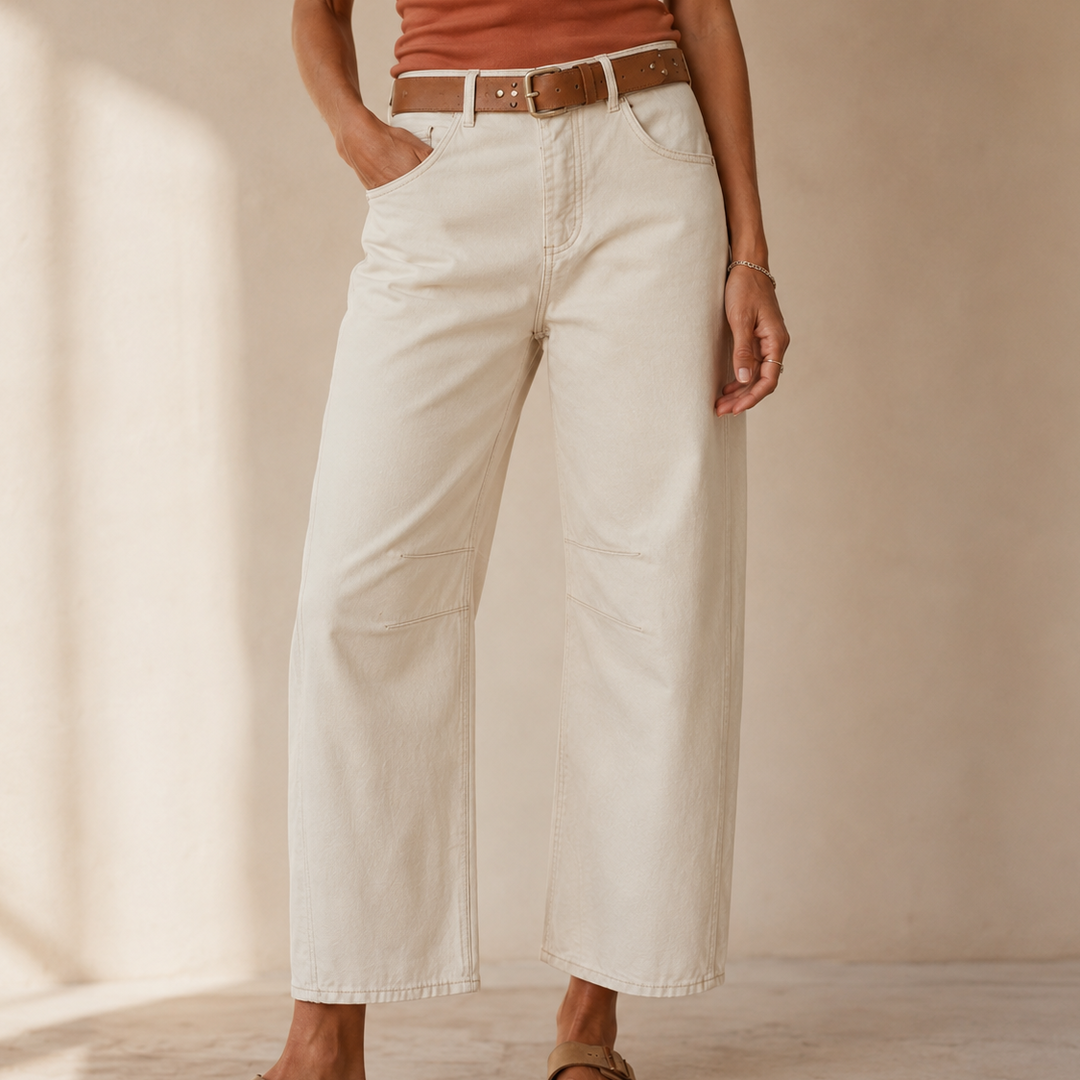 CROPELLE | STITCH CROPPED STRAIGHT PANTS FOR WOMEN