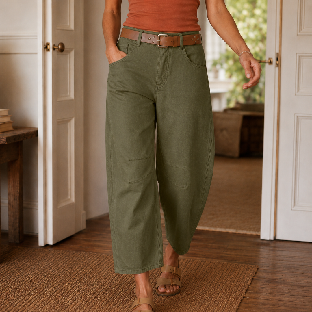 CROPELLE | STITCH CROPPED STRAIGHT PANTS FOR WOMEN