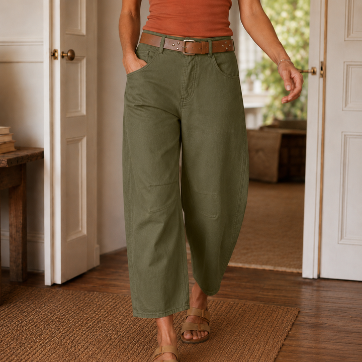 CROPELLE | STITCH CROPPED STRAIGHT PANTS FOR WOMEN