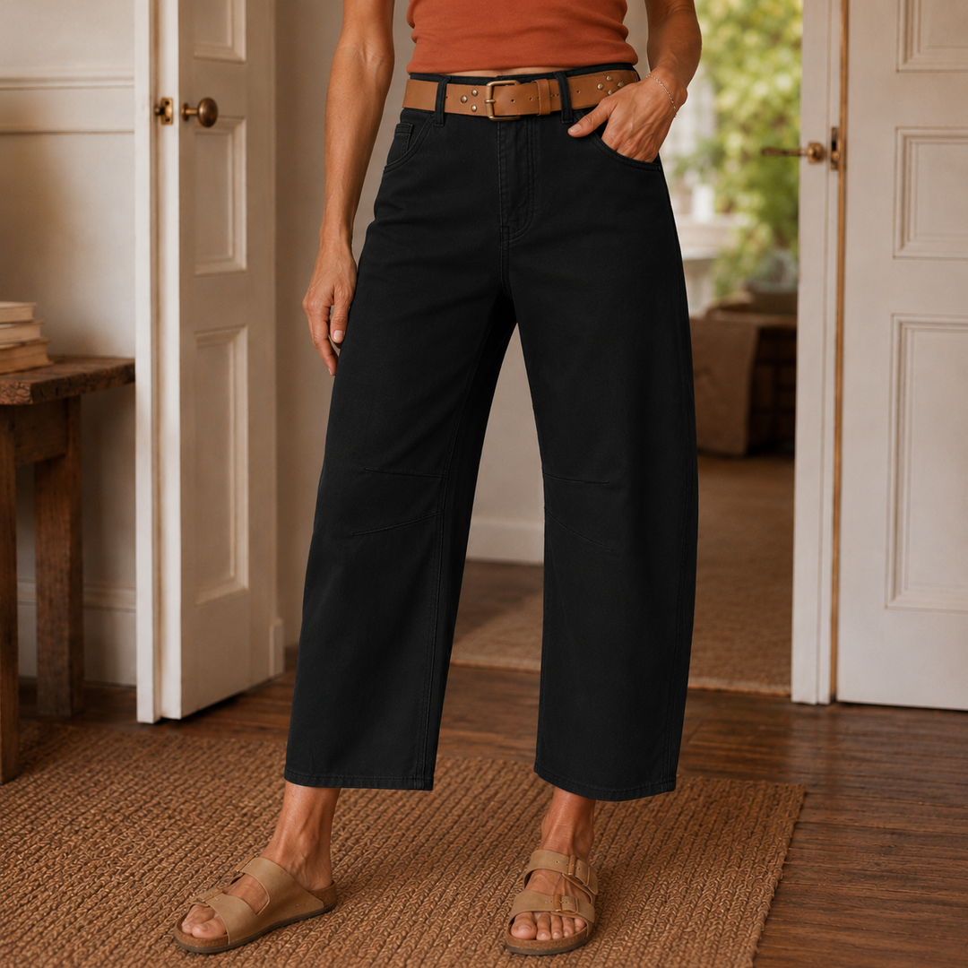 CROPELLE | STITCH CROPPED STRAIGHT PANTS FOR WOMEN