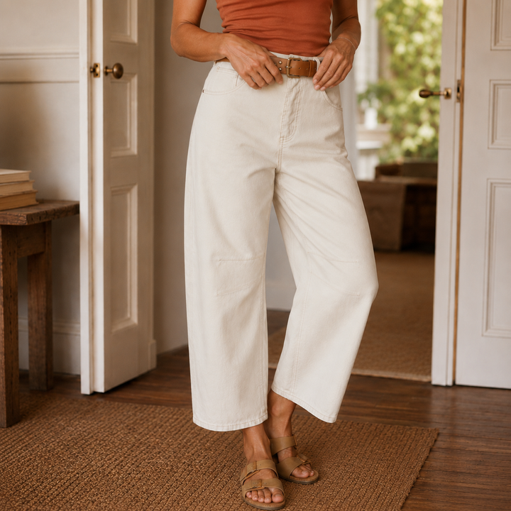 CROPELLE | STITCH CROPPED STRAIGHT PANTS FOR WOMEN
