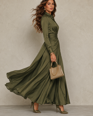 RHIANNON | RUCHED SHIRT MIDI DRESS FOR WOMEN
