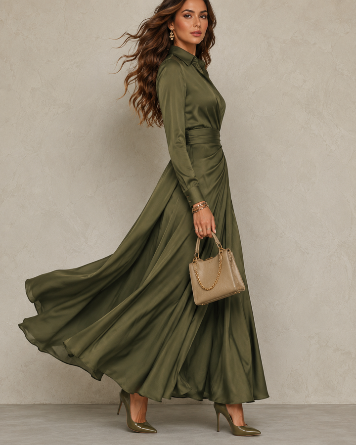 RHIANNON | RUCHED SHIRT MIDI DRESS FOR WOMEN