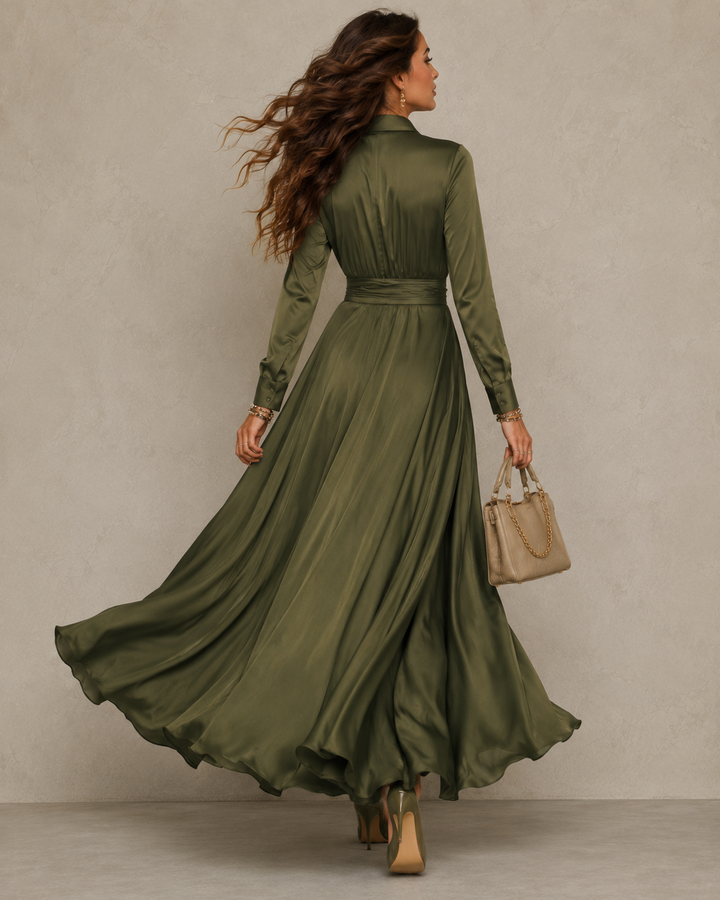 XIMENA | GREEN WRAP MAXI DRESS FOR WOMEN