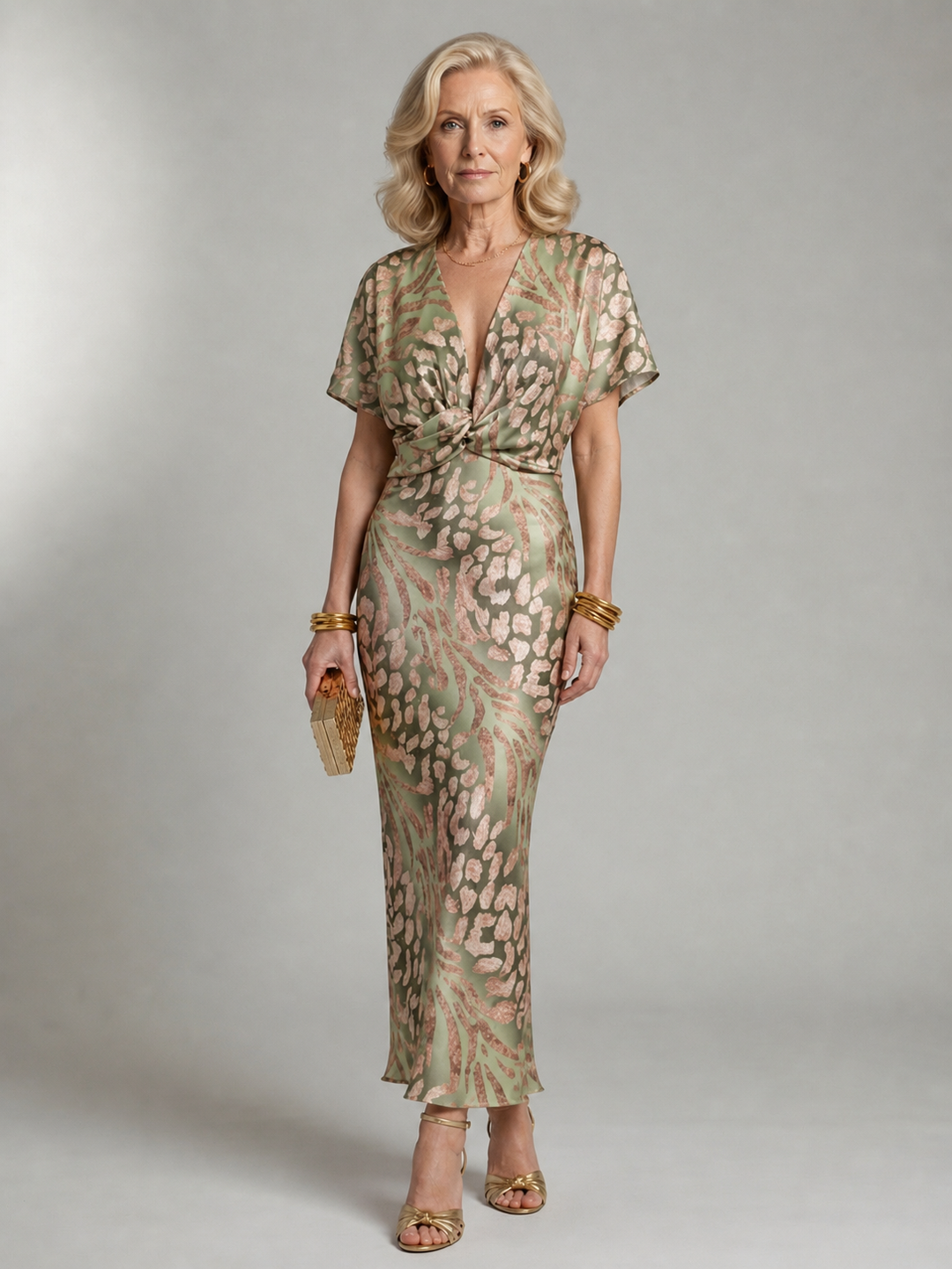 LORRAINE | ABSTRACT NECK MIDI DRESS FOR WOMEN