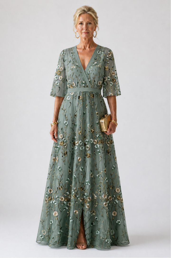BIANCA | NECK SLEEVE MAXI DRESS FOR WOMEN