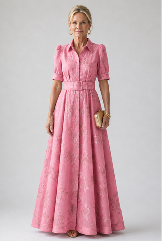 OLYMPE | BELTED FLORAL MAXI DRESS FOR WOMEN