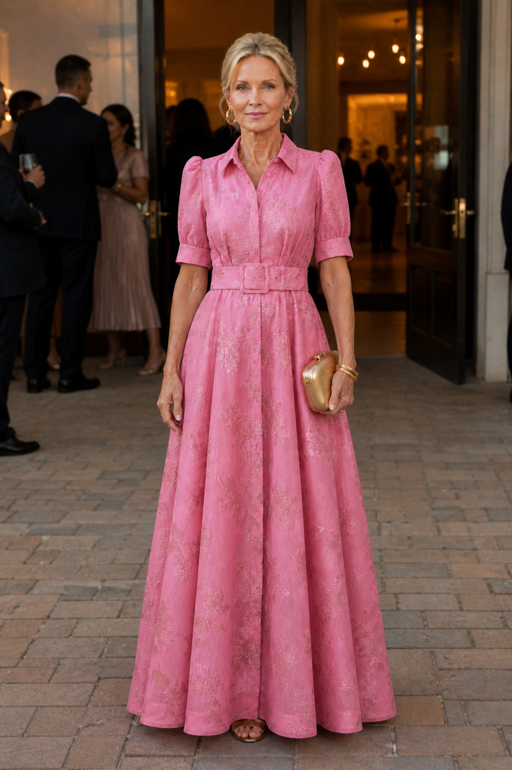 OLYMPE | BELTED FLORAL MAXI DRESS FOR WOMEN