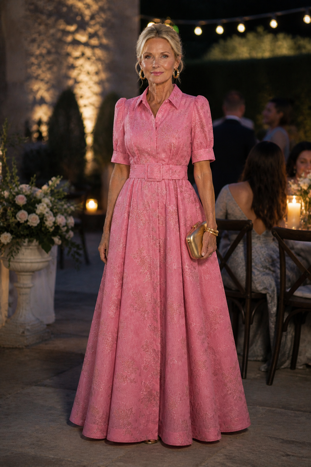 OLYMPE | BELTED FLORAL MAXI DRESS FOR WOMEN