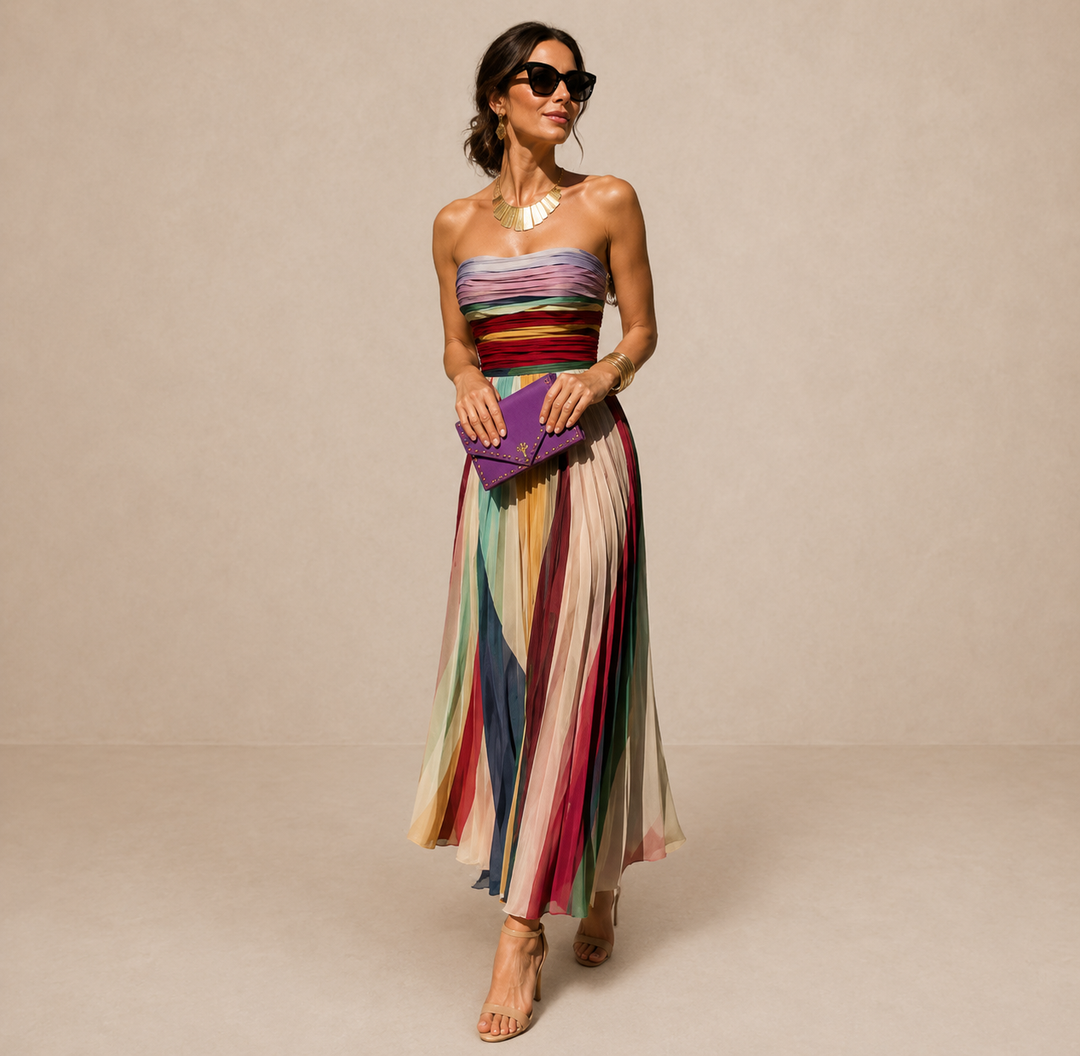 ULLA | STRAPLESS PLEATED MAXI DRESS FOR WOMEN