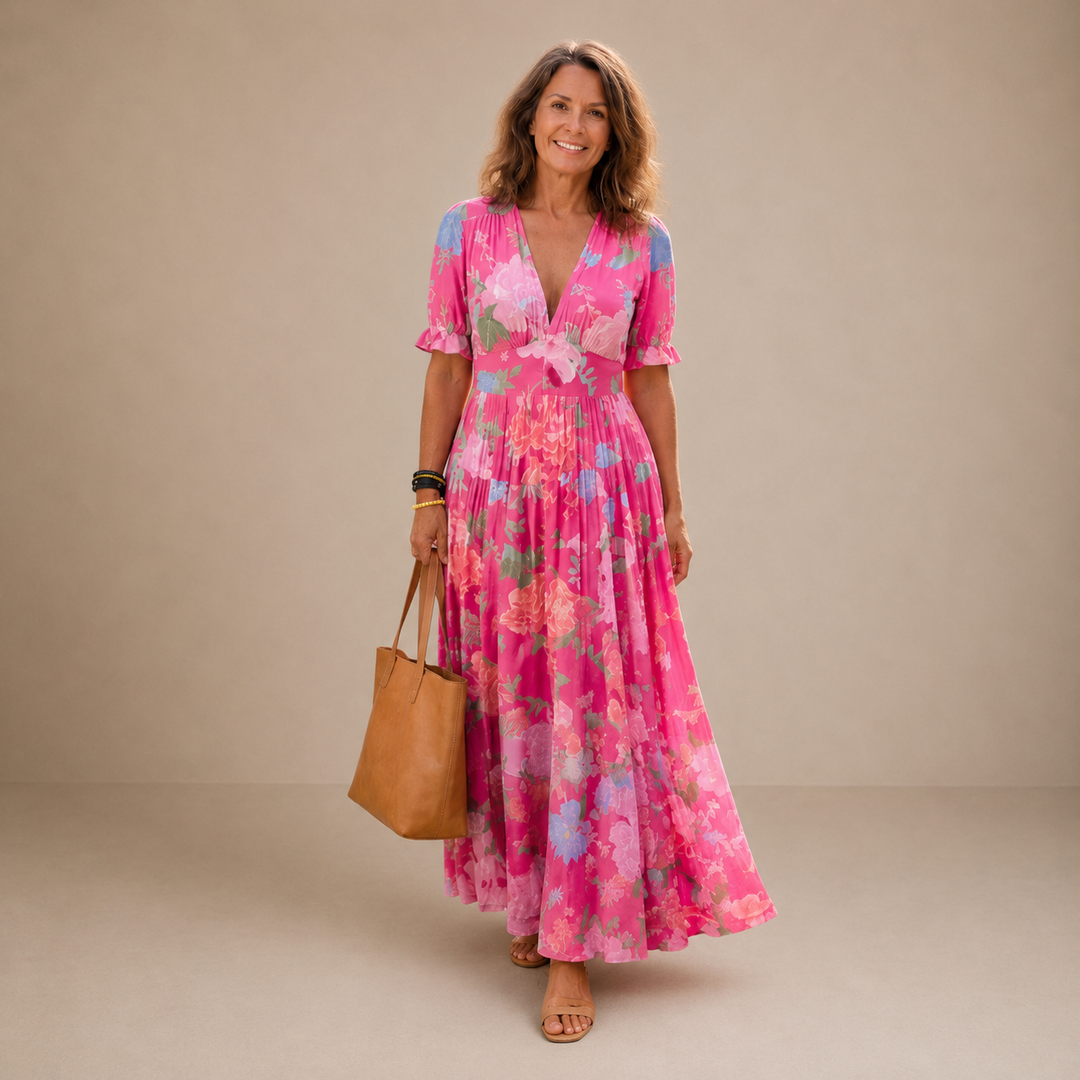 COLETTE | FLORAL V-NECK MAXI DRESS FOR WOMEN