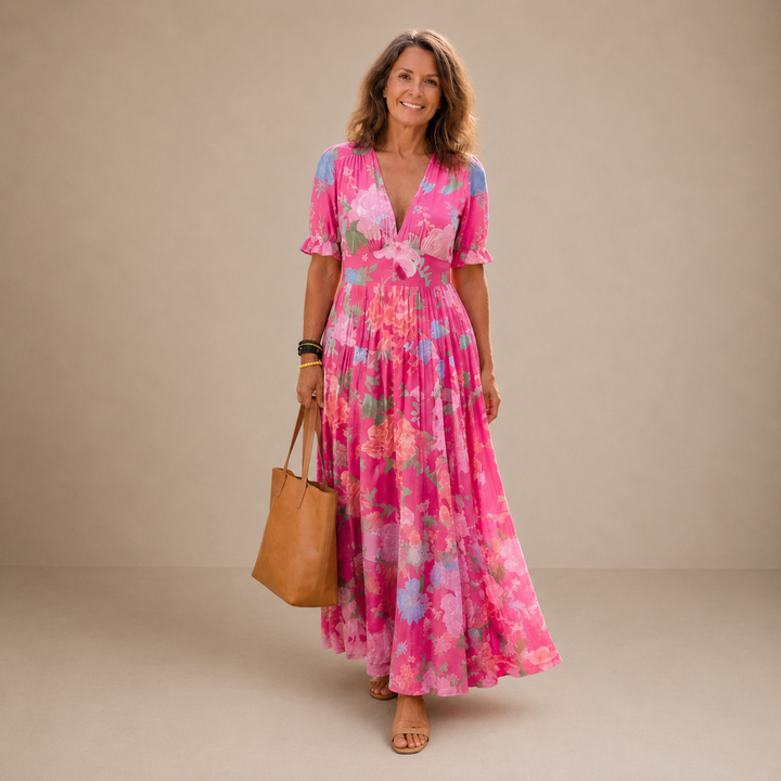 COLETTE | FLORAL V-NECK MAXI DRESS FOR WOMEN
