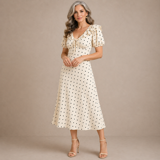 NELLA | POLKA DOT MIDI DRESS FOR WOMEN