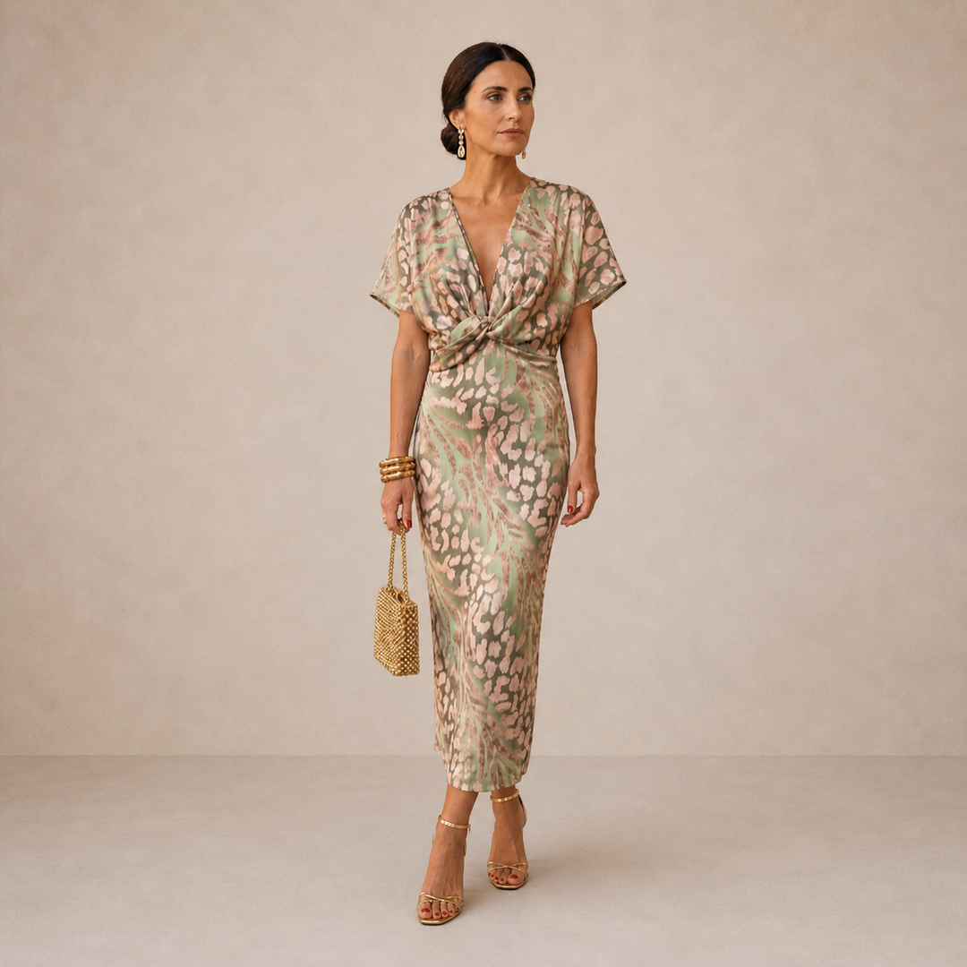 QUILLA | RUFFLE SLEEVE MIDI DRESS FOR WOMEN