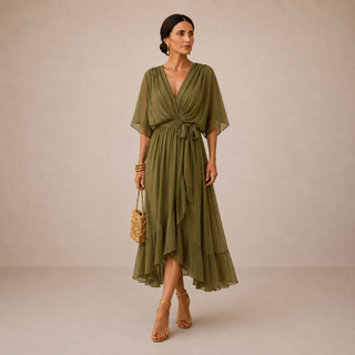 DAGMAR | V-NECK MIDI DRESS FOR WOMEN