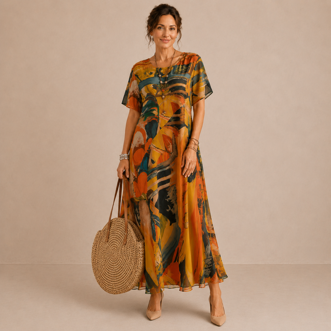 SABINE | CHIFFON MIDI DRESS FOR WOMEN