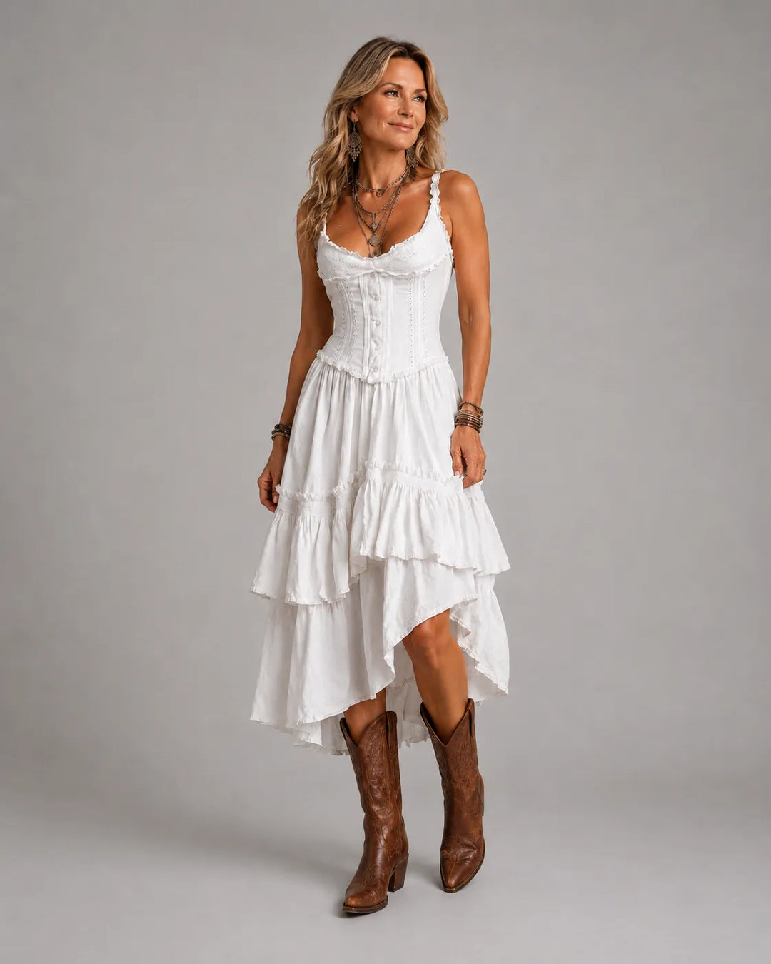 RETRO | BOHO TIERED MIDI DRESS FOR WOMEN