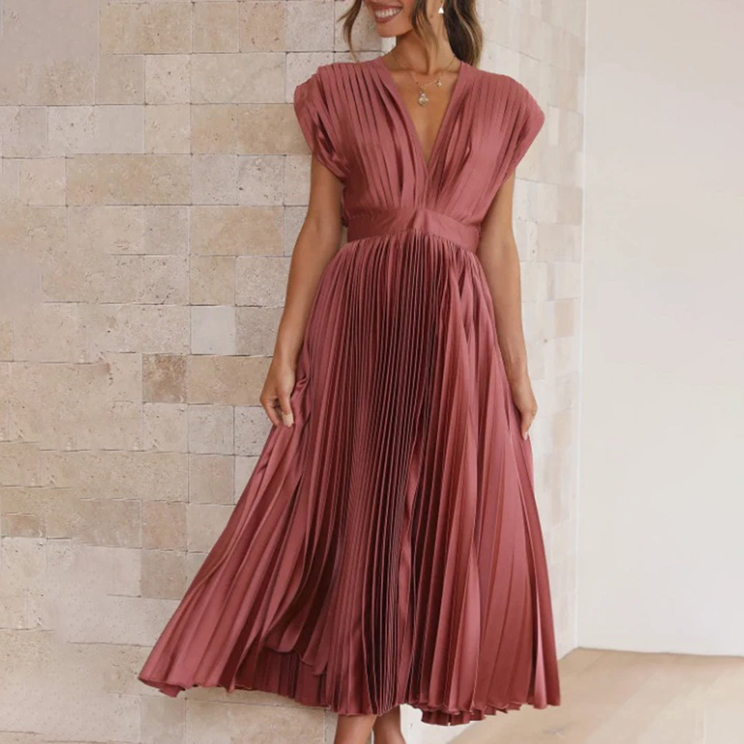 EDITH | TIMELESS PLEATED MIDI DRESS FOR WOMEN