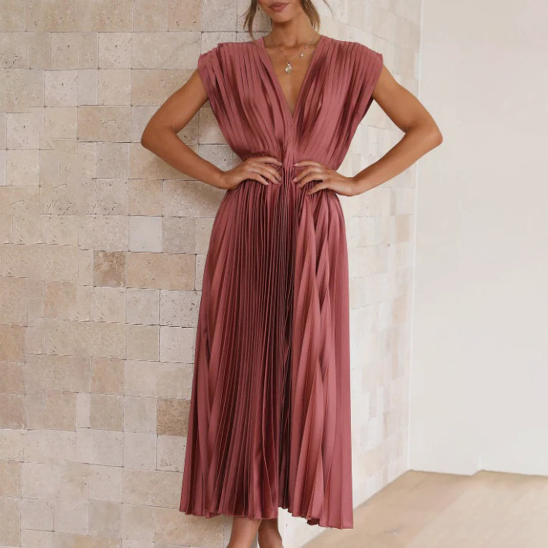 EDITH | TIMELESS PLEATED MIDI DRESS FOR WOMEN