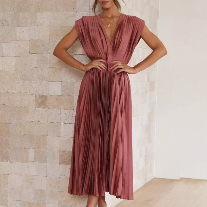 EDITH | TIMELESS PLEATED MIDI DRESS FOR WOMEN