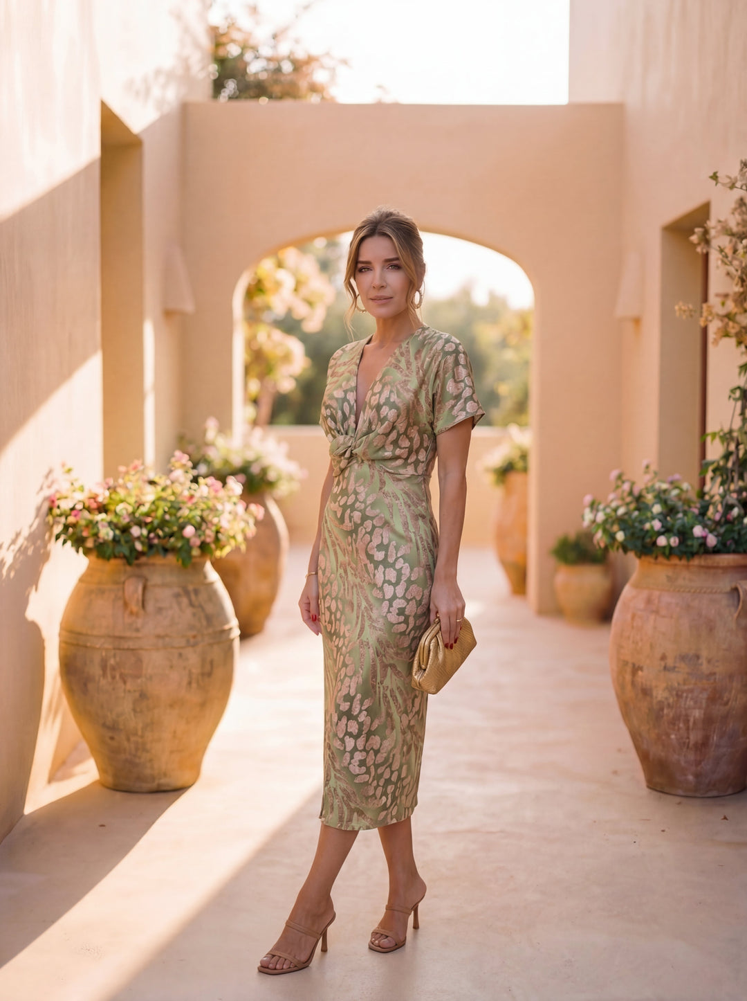 QUILLA | RUFFLE SLEEVE MIDI DRESS FOR WOMEN